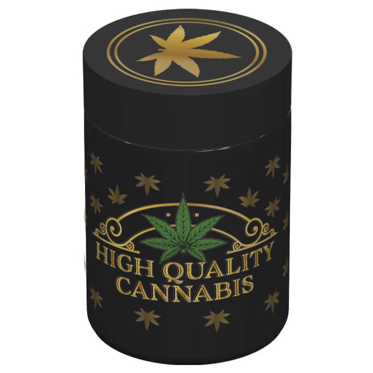 4 oz black printed glass jar