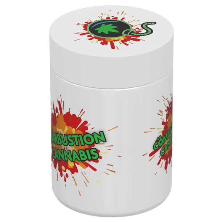 4 oz white printed glass jar