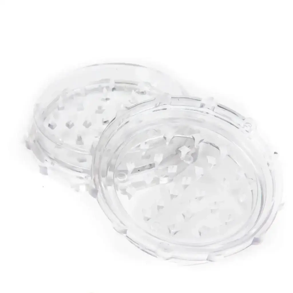 open clear plastic grinder