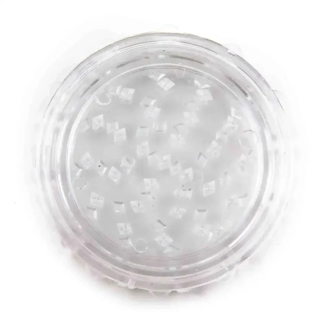 top of closed clear plastic grinder