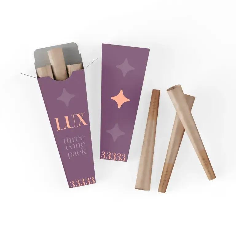 custom print 3 roll pack of pre-roll cones