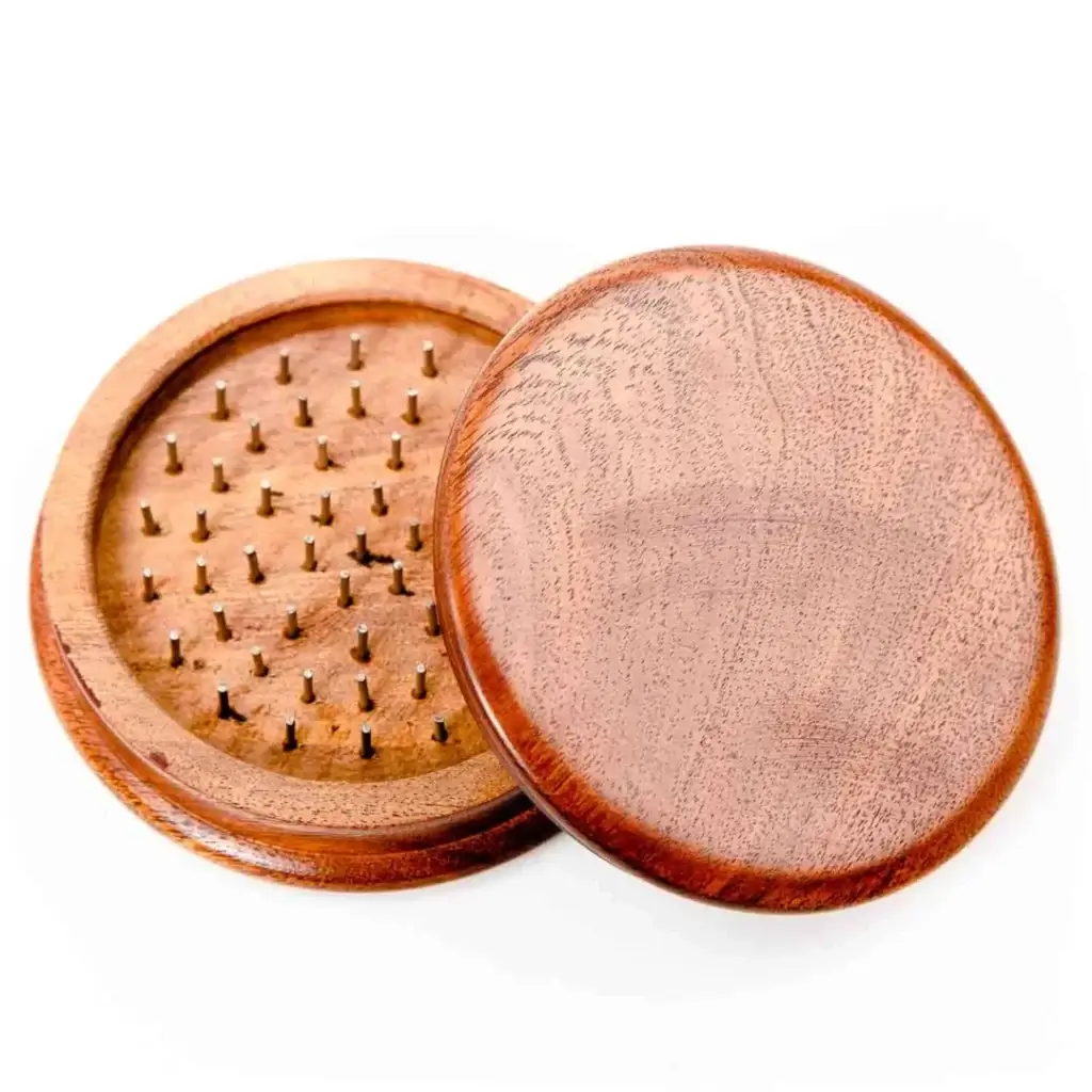 open dark large wooden grinder