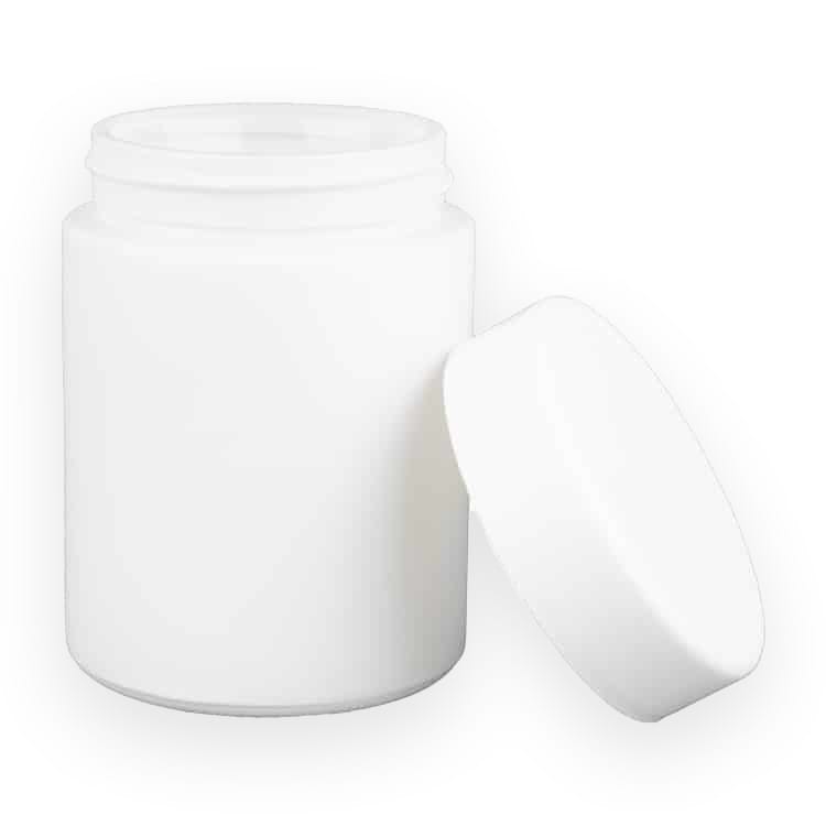 4 oz direct print jar white with cap off