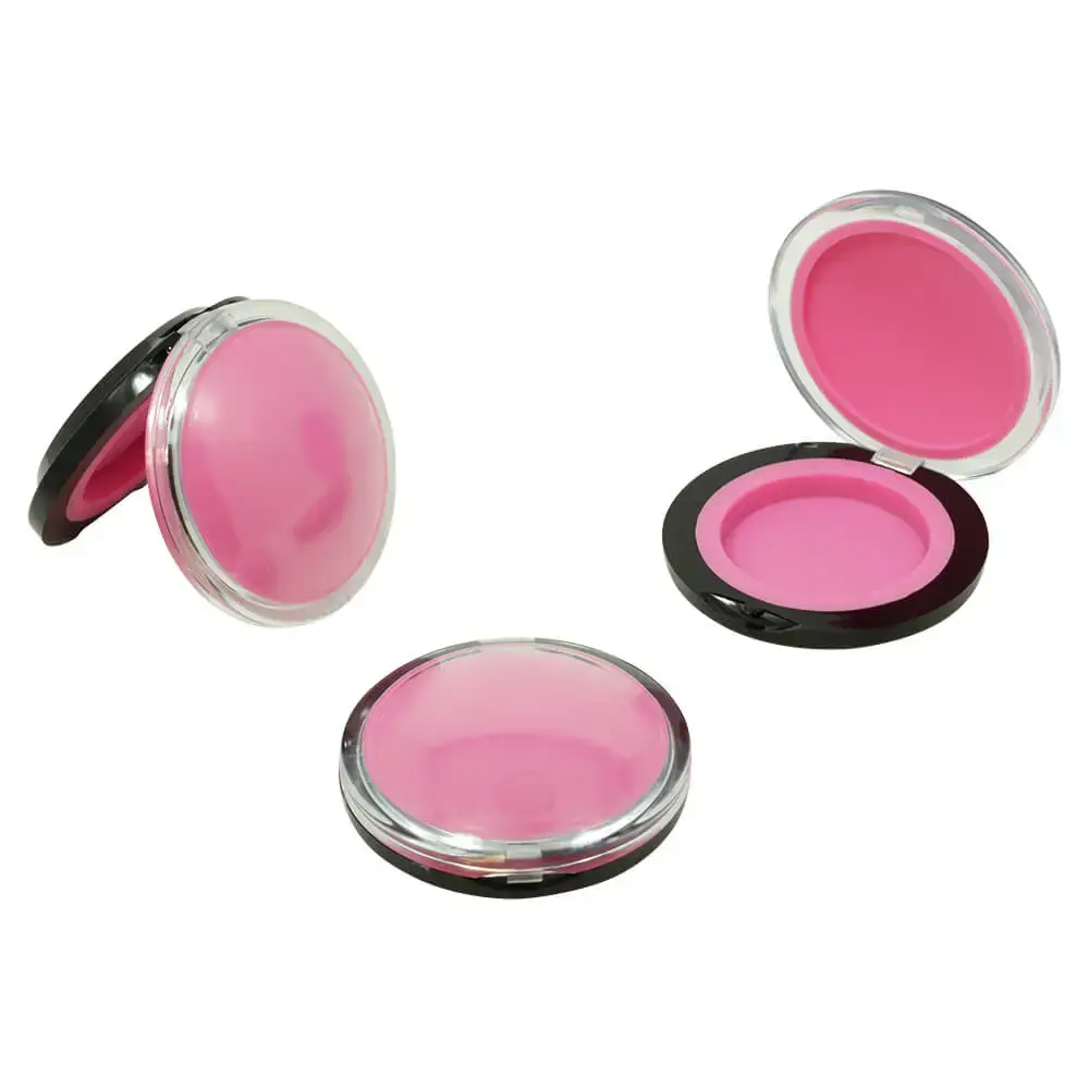 multiple views of pink clamshell puck
