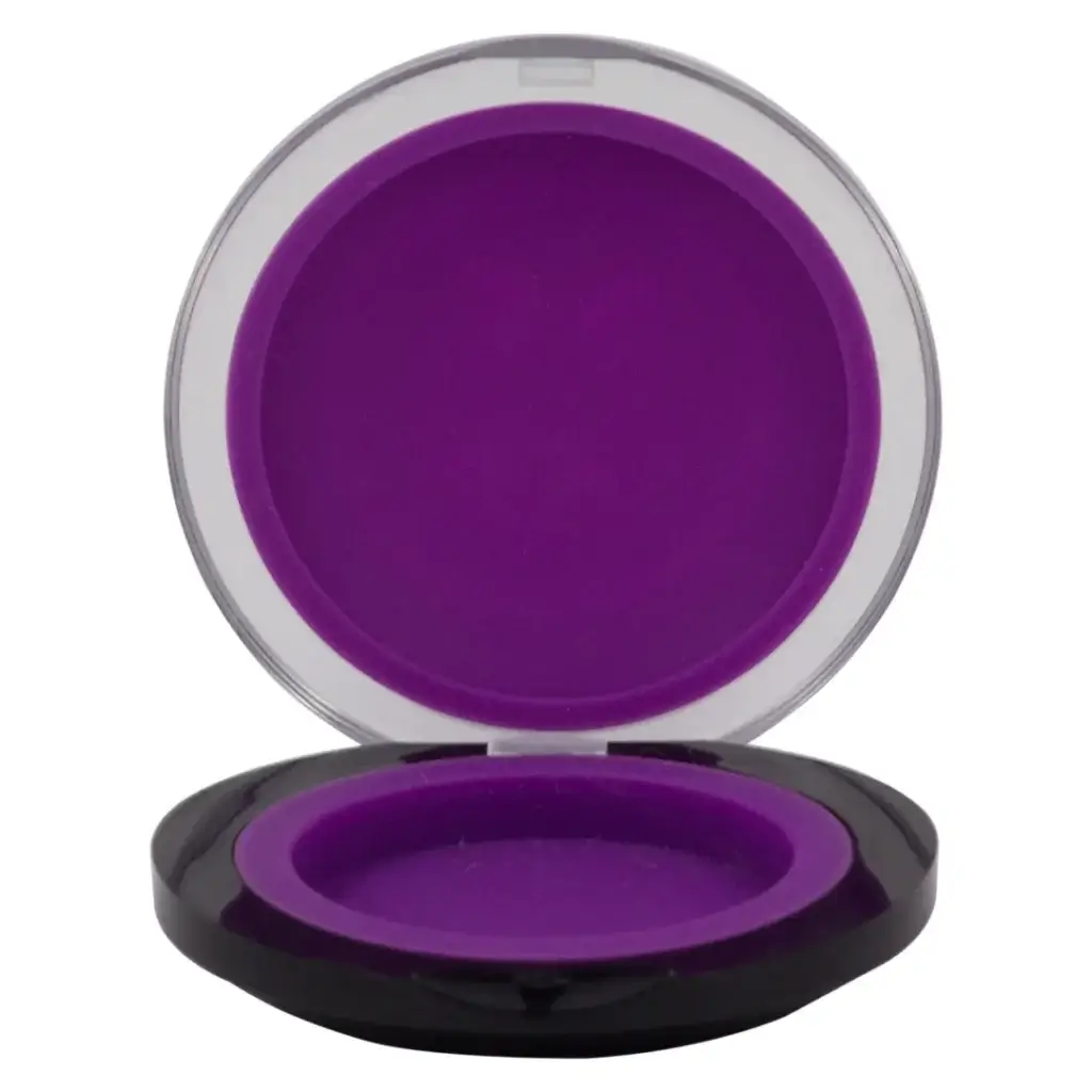 open purple clamshell puck