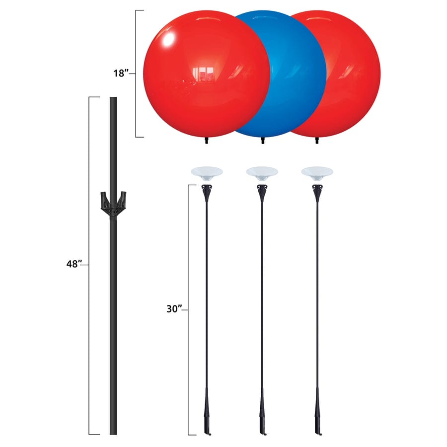 Red and blue triple balloon bobber cluster