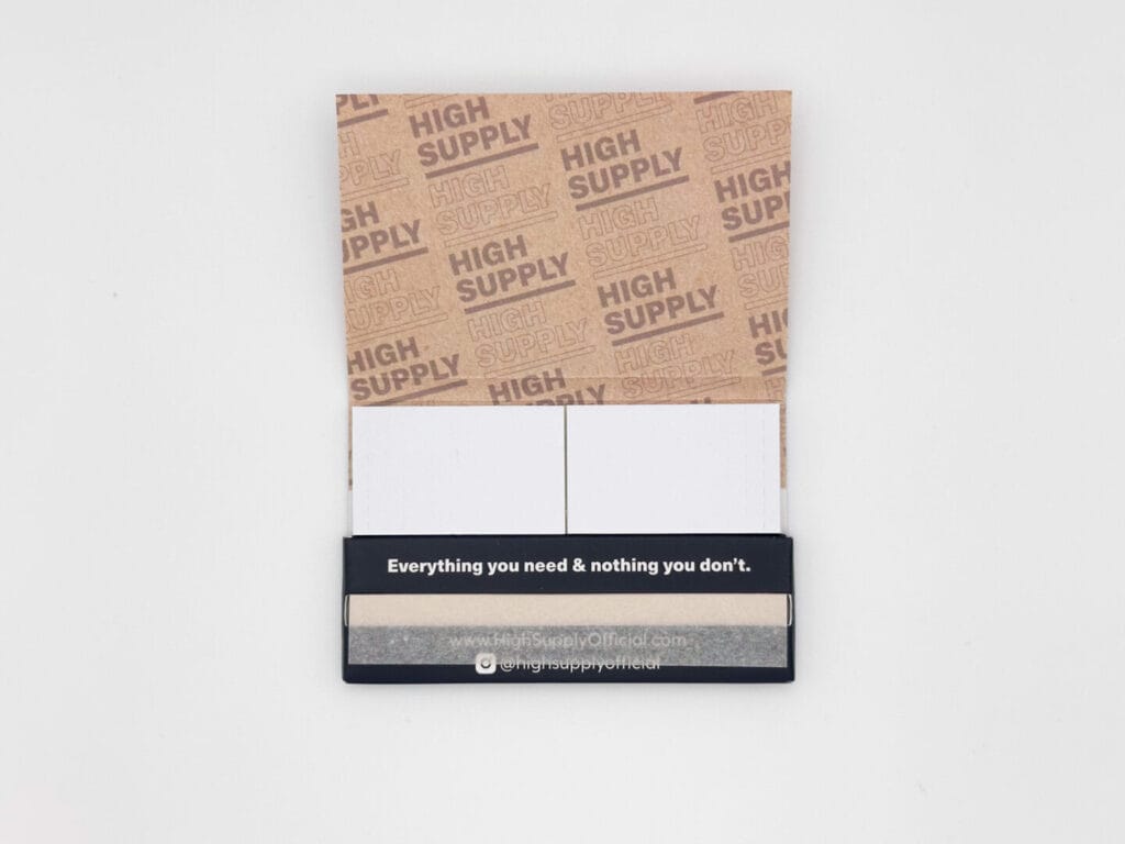 inside of custom printed pack of rolling papers