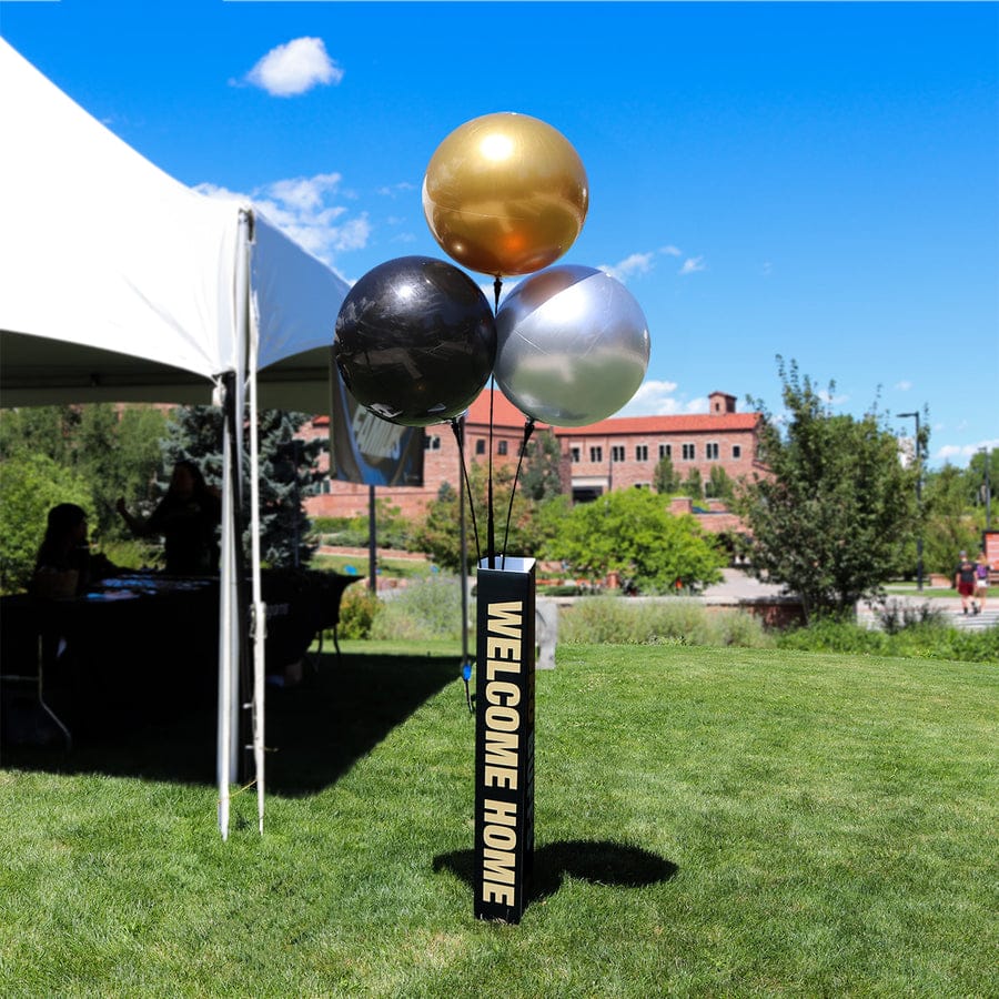 black, gold and silver triple balloon bobber cluster