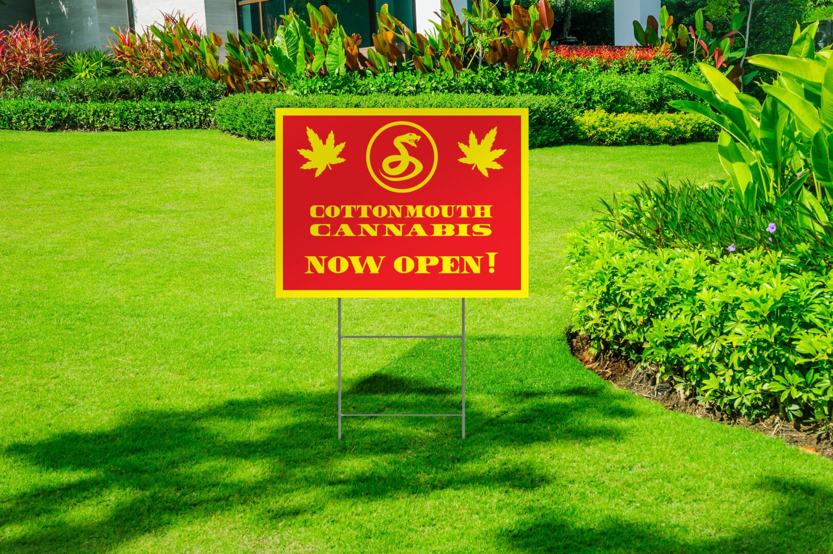 custom yard sign in the ground vinyl lettered