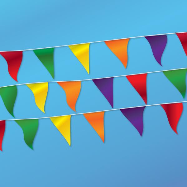 multiple colored pennants