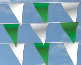 white and green alternating pennants
