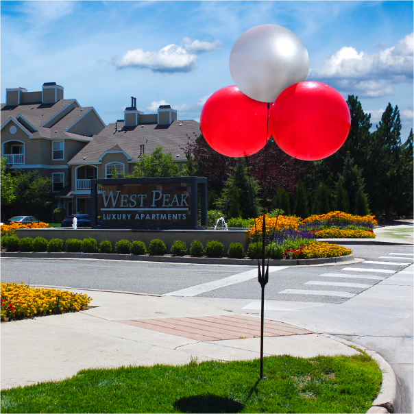red and silver triple balloon bobber cluster